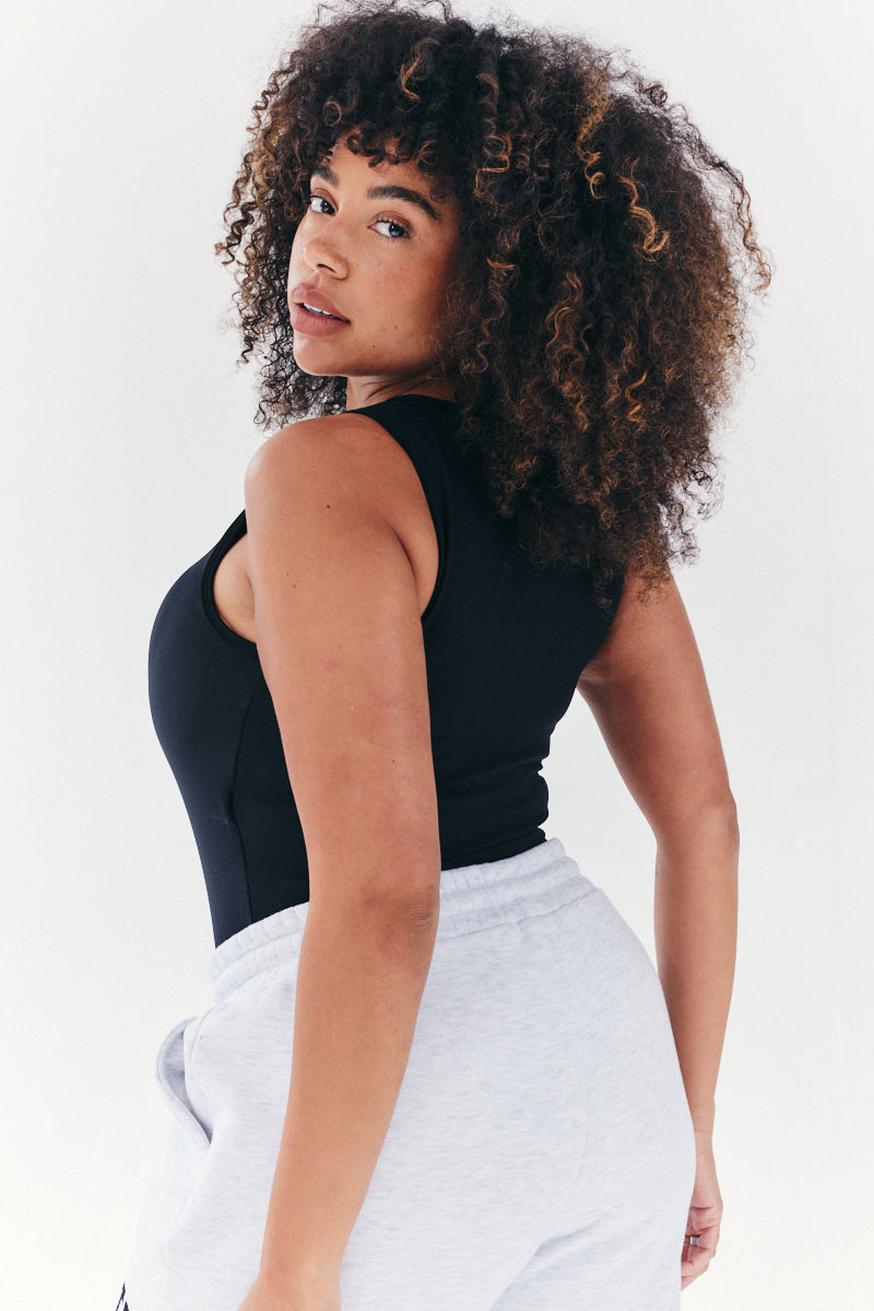 Built In Bra Sculpt & Control Racer Neck Bodysuit