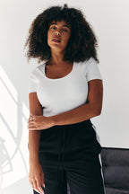 Built In Bra Sculpt & Control Short Sleeve Bodysuit