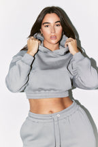 Cropped Drawstring Co-Ord Hoodie