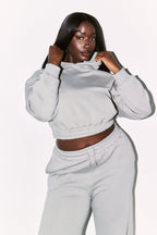 Cropped Drawstring Co-Ord Hoodie