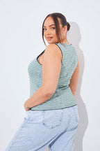 Reversible Stripe Scoop Neck Top