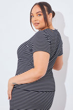 Short Sleeve Stripe Reversible Co-Ord Top