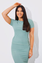 Short Sleeve Stripe Reversible Co-Ord Top