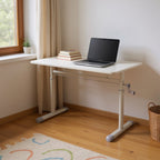 White Height Adjustable Office Desk 100cm