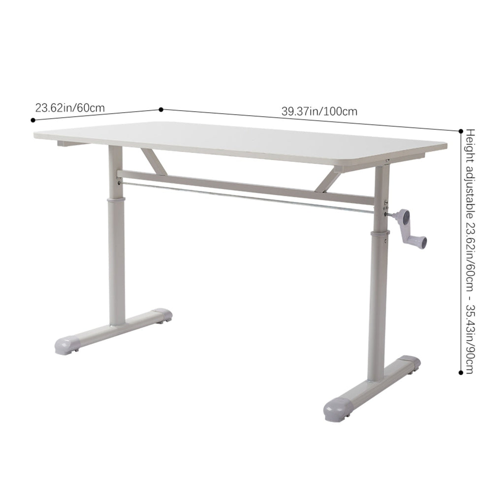 White Height Adjustable Office Desk 100cm