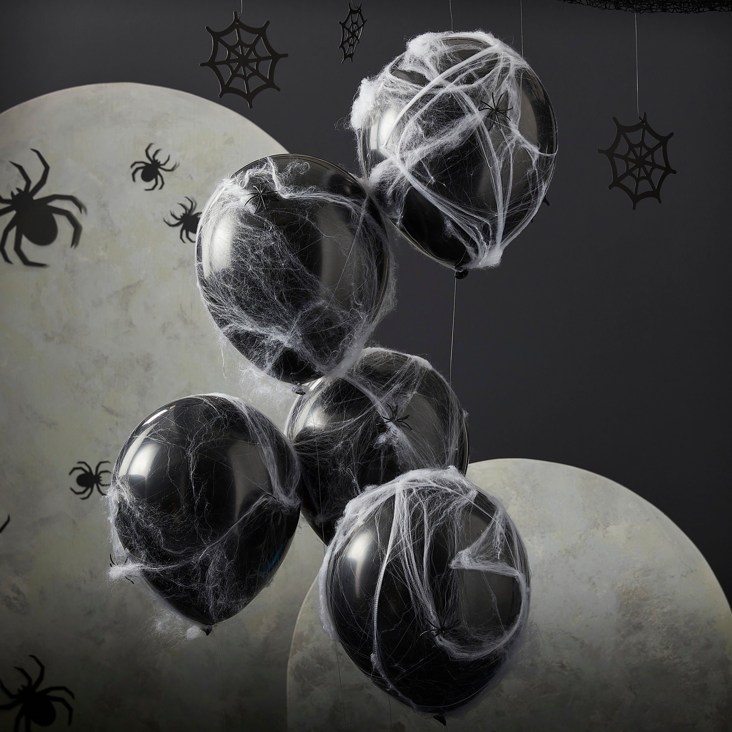 Spiders and Cobwebs Halloween Balloons- 5 Inner Pack