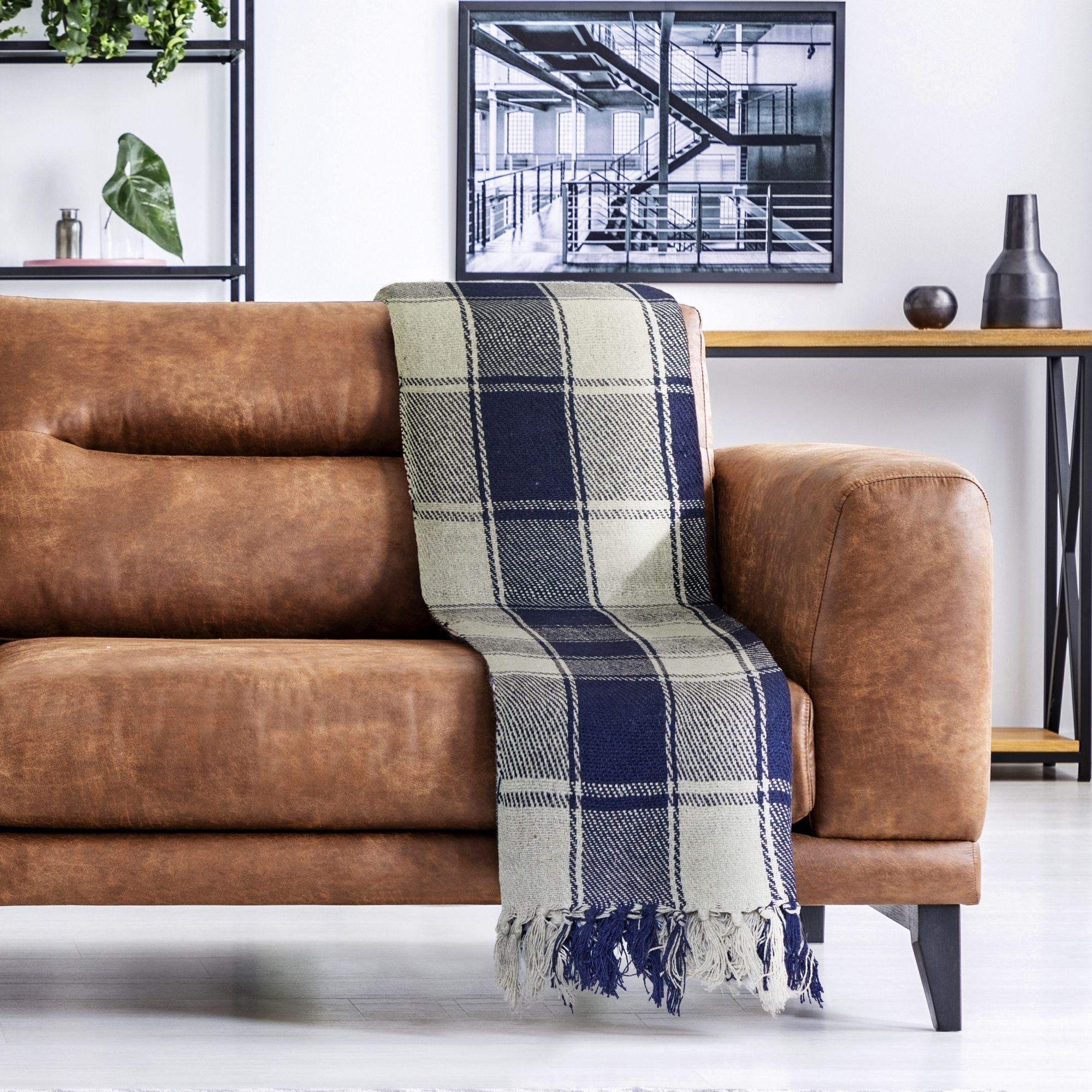 Navy Blue Frisco Recycled Cotton Throw