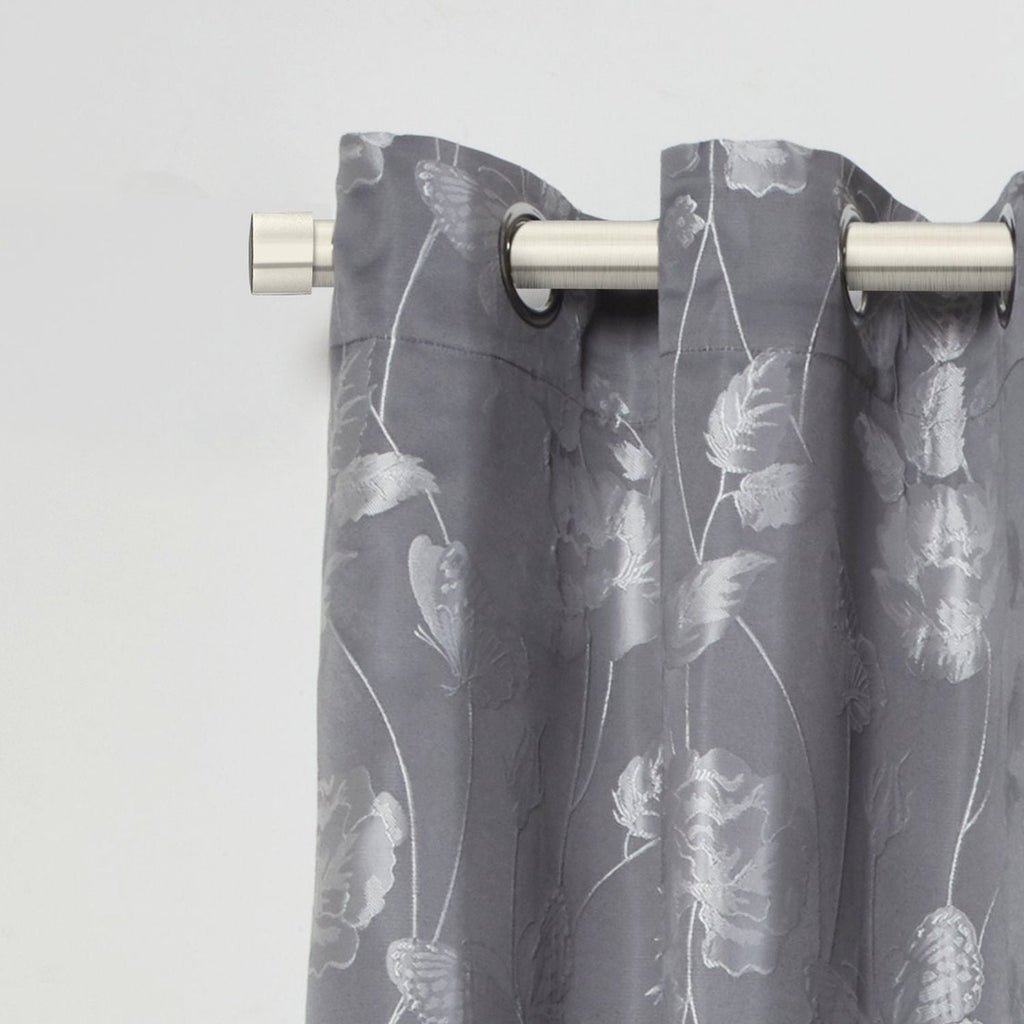Brushed Silver Full Stop Extendable Curtain Pole