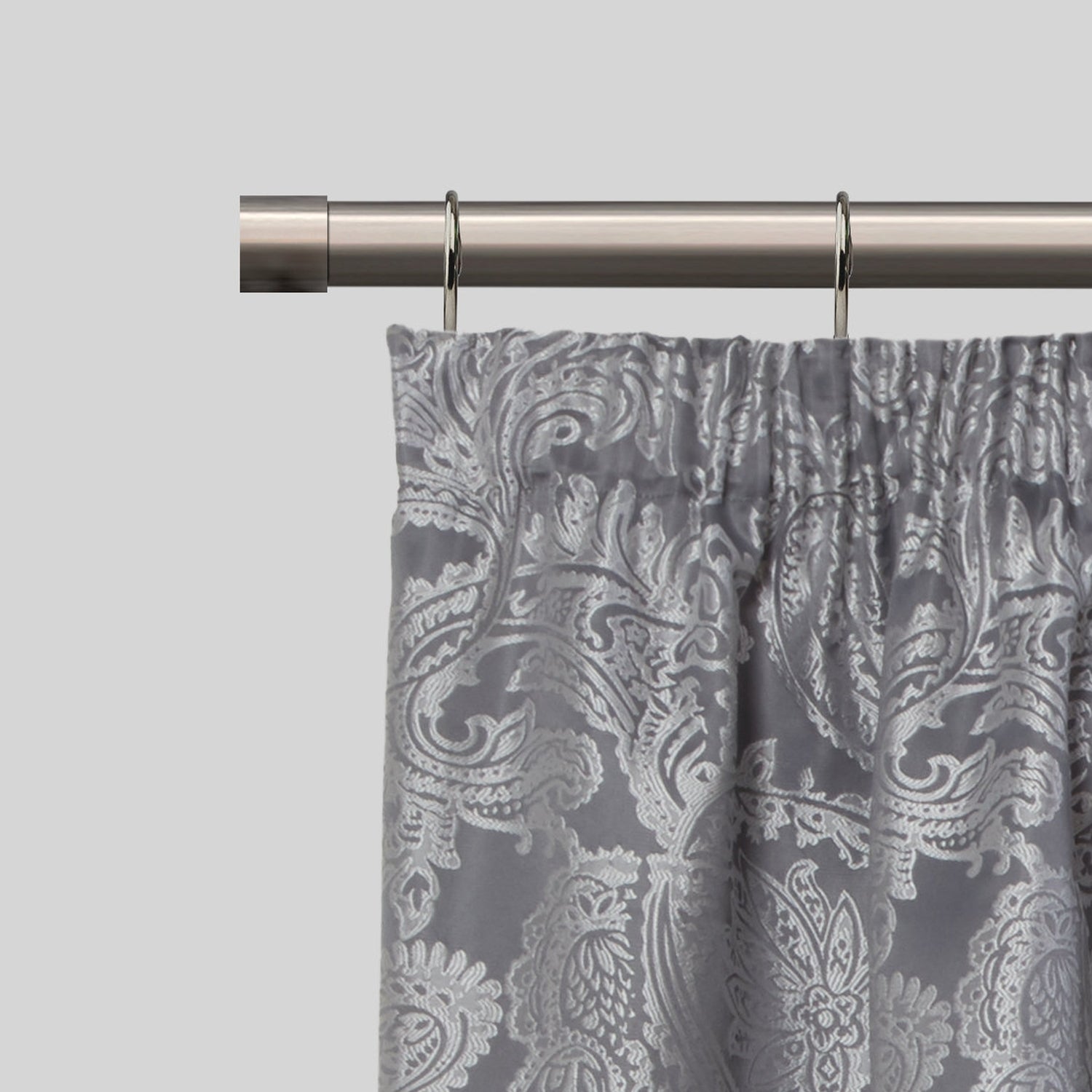 Black Silk Full Stop Extendable Curtain Pole with Rings