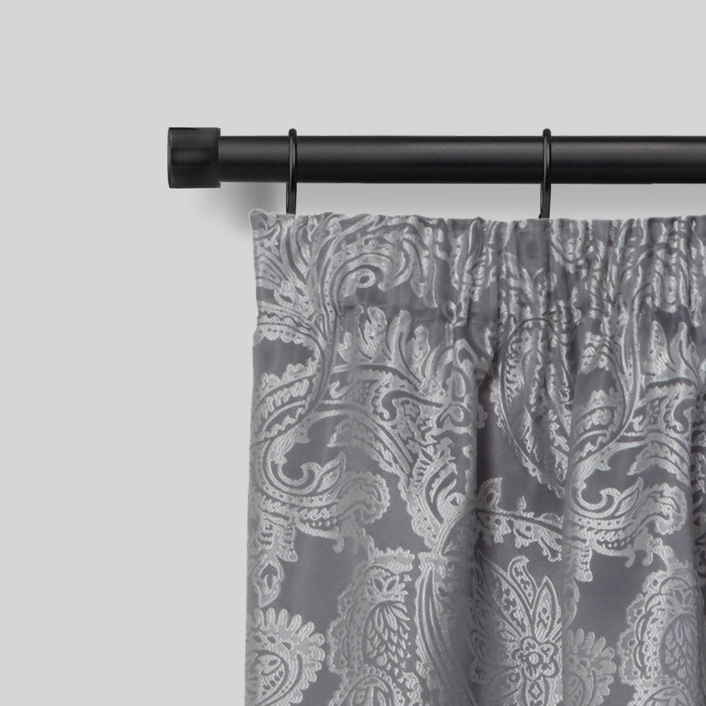 Matt Black Full Stop Extendable Curtain Pole with Rings