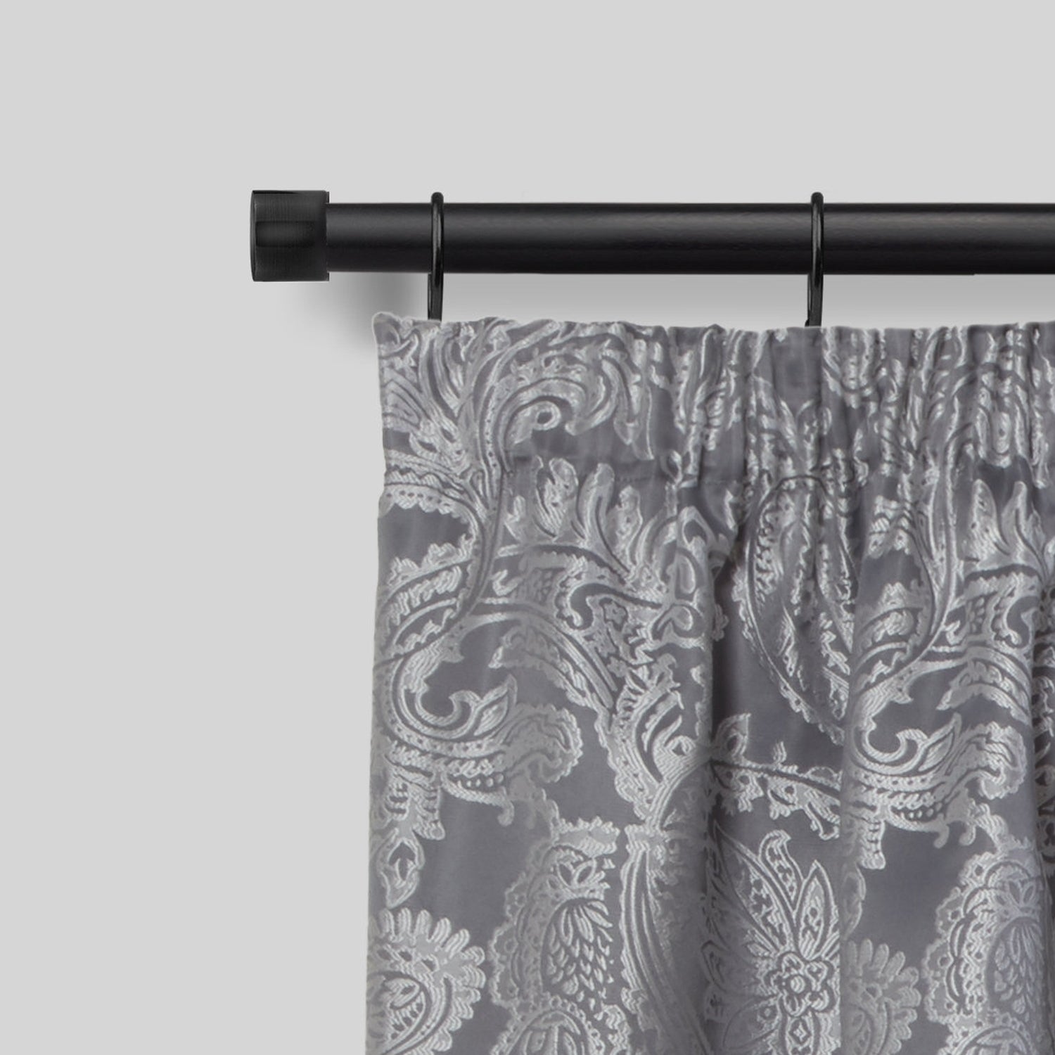 Matt Black Full Stop Extendable Curtain Pole with Rings