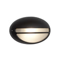Black Oval Outdoor Light With Ridged Glass
