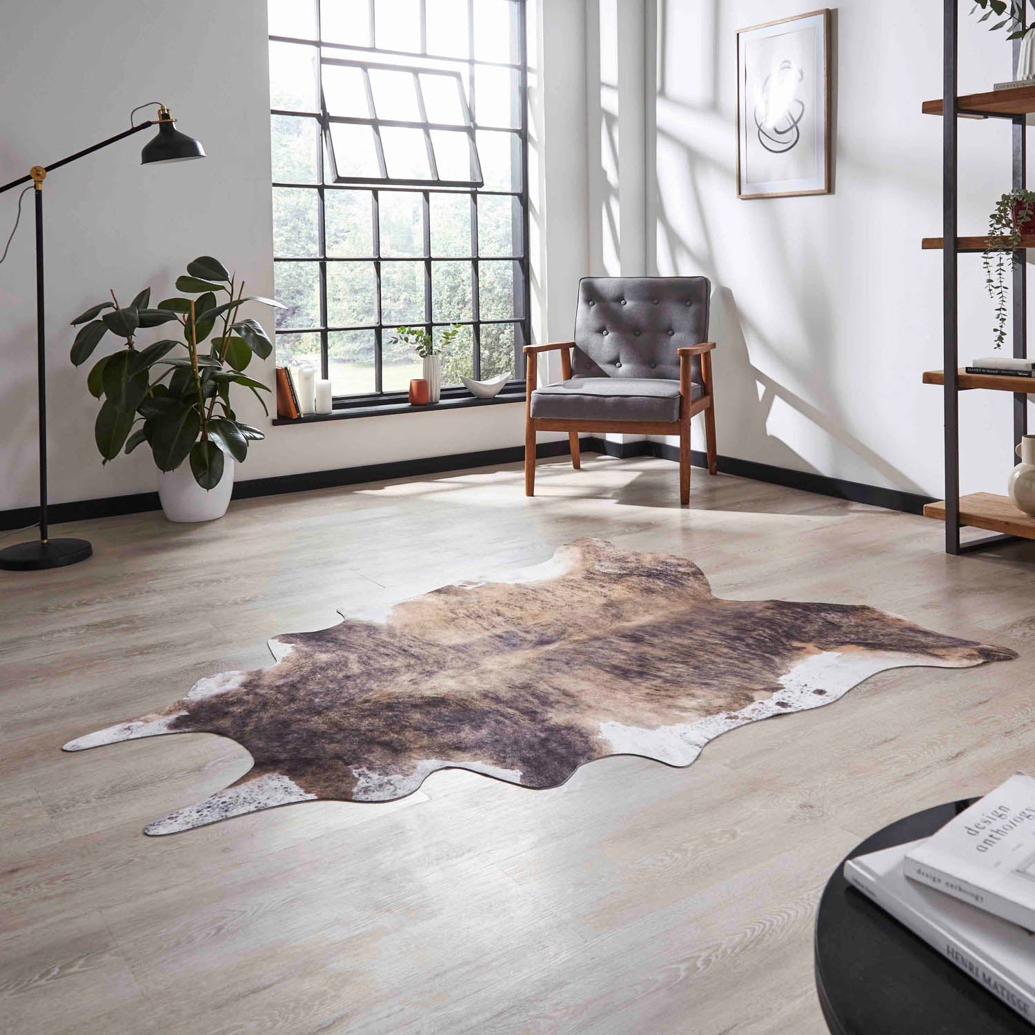 Faux Cow Print Brown Rug