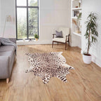 Faux Leopard Print Brown Rug