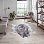 Faux Zebra Print Black/White Rug