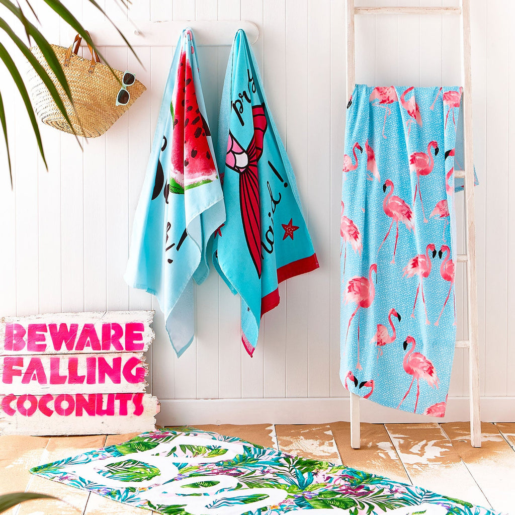 Catherine Lansfield Flamingo Cotton Beach Towel