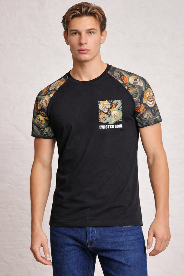 Men's Skull Snake Tiger Graphic T-Shirt
