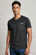 Men's Black Woven Pocket T-Shirt