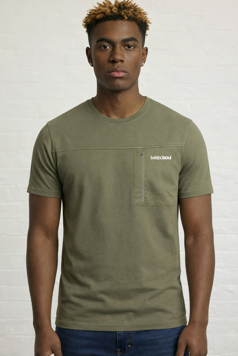 Men's Black Woven Pocket T-Shirt