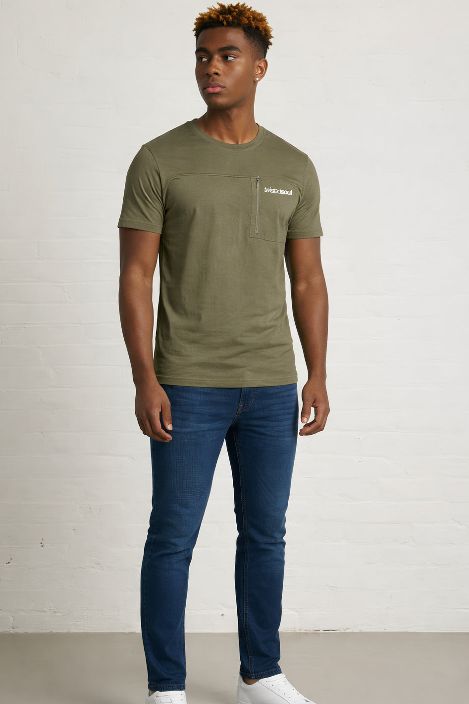 Men's Black Woven Pocket T-Shirt