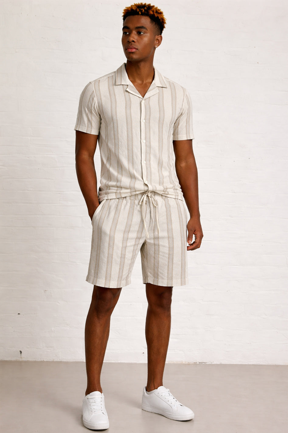 Men's Off White Stripe Woven Shirt