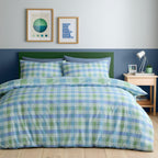 Block Check Blue Duvet Set