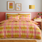 Block Check Orange Duvet Set