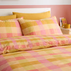 Block Check Orange Duvet Set