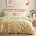 Retro Daisy Floral Yellow Reversible Duvet Set