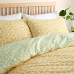 Retro Daisy Floral Yellow Reversible Duvet Set