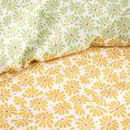 Retro Daisy Floral Yellow Reversible Duvet Set