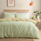 Retro Daisy Floral Yellow Reversible Duvet Set
