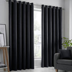 Strata Black Dim Out Eyelet Curtains