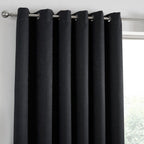 Strata Black Dim Out Eyelet Curtains