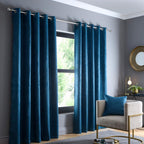 Strata Dark Teal Dim Out Eyelet Curtains