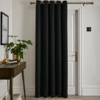 Strata Black Dim Out Single Panel Eyelet Door Curtain