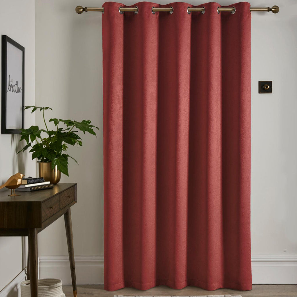 Strata Terracotta Dim Out Single Panel Eyelet Door Curtain