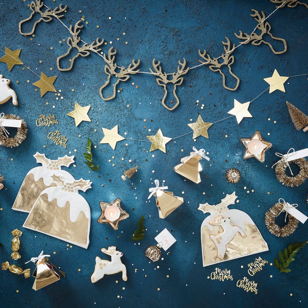 Gold Foiled Sip Sip Hooray Bunting - Gold Christmas
