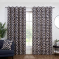 Marrakech Navy Blue Geometric Eyelet Curtains