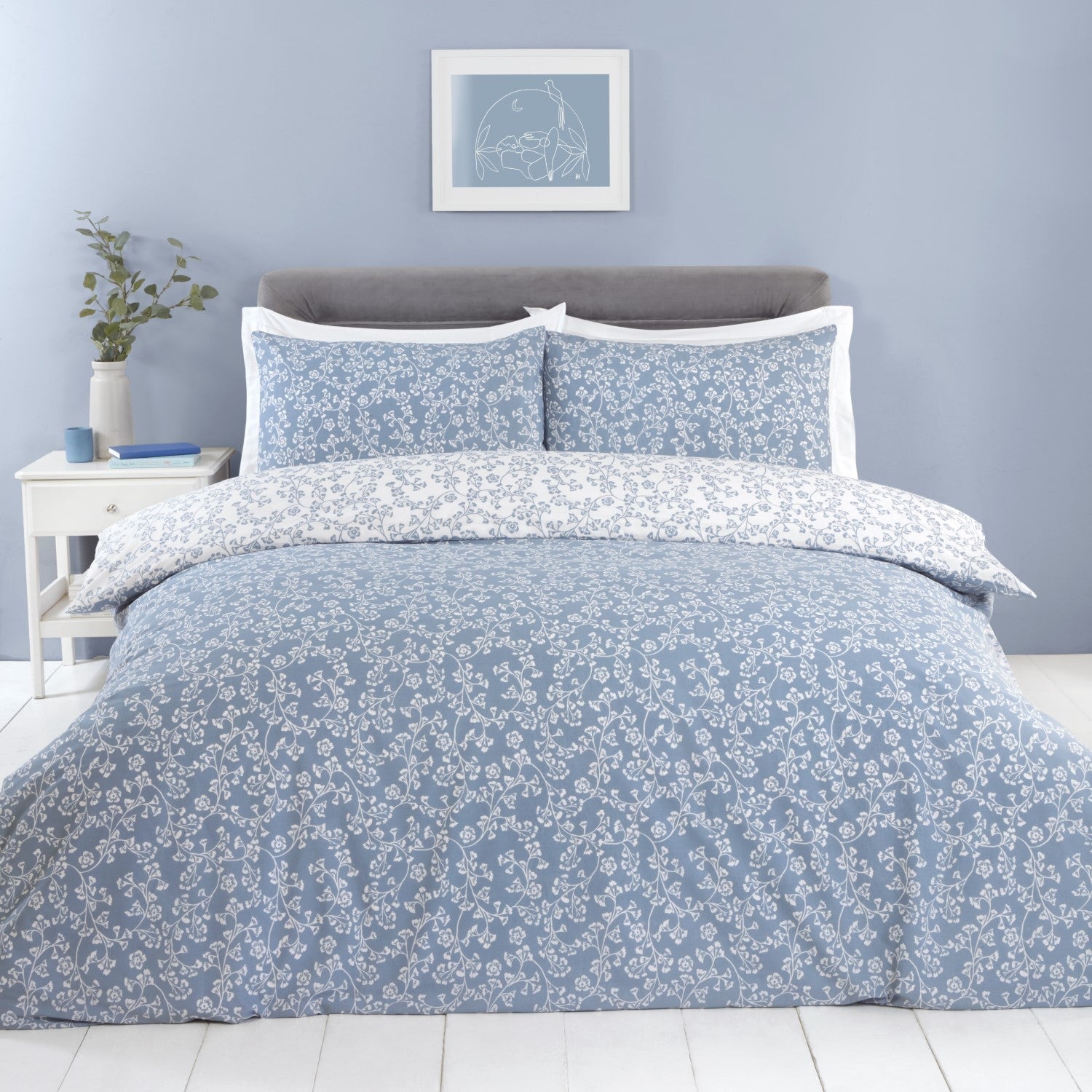 Sade Blue Floral Duvet Set
