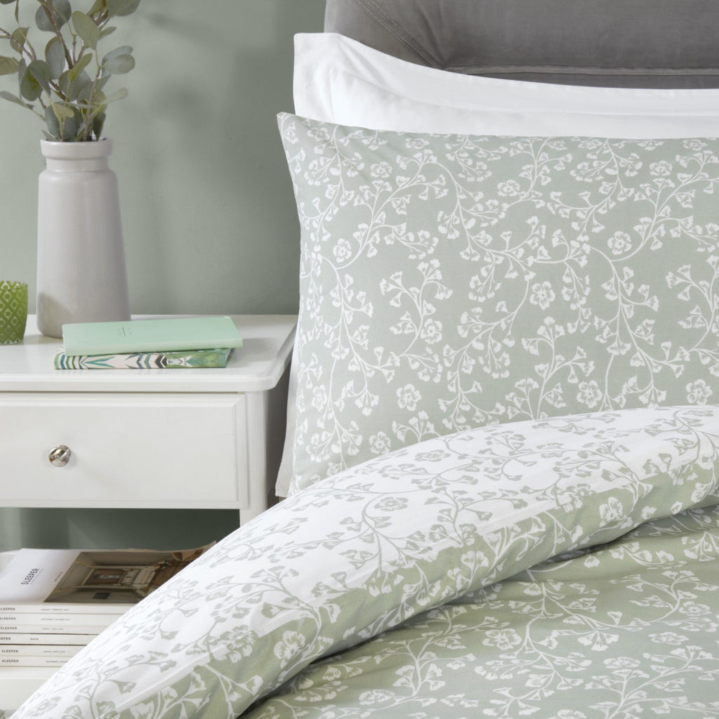 Sade Green Floral Duvet Set