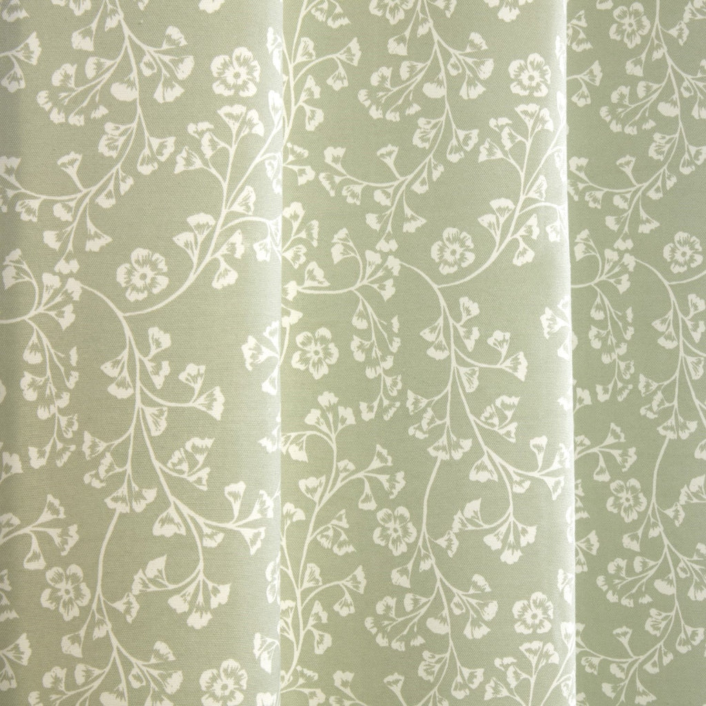 Sade Green Floral Eyelet Curtains