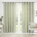 Sade Green Floral Eyelet Curtains