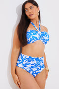 Halter Neck Tropical Print Bikini Top