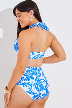 Halter Neck Tropical Print Bikini Top