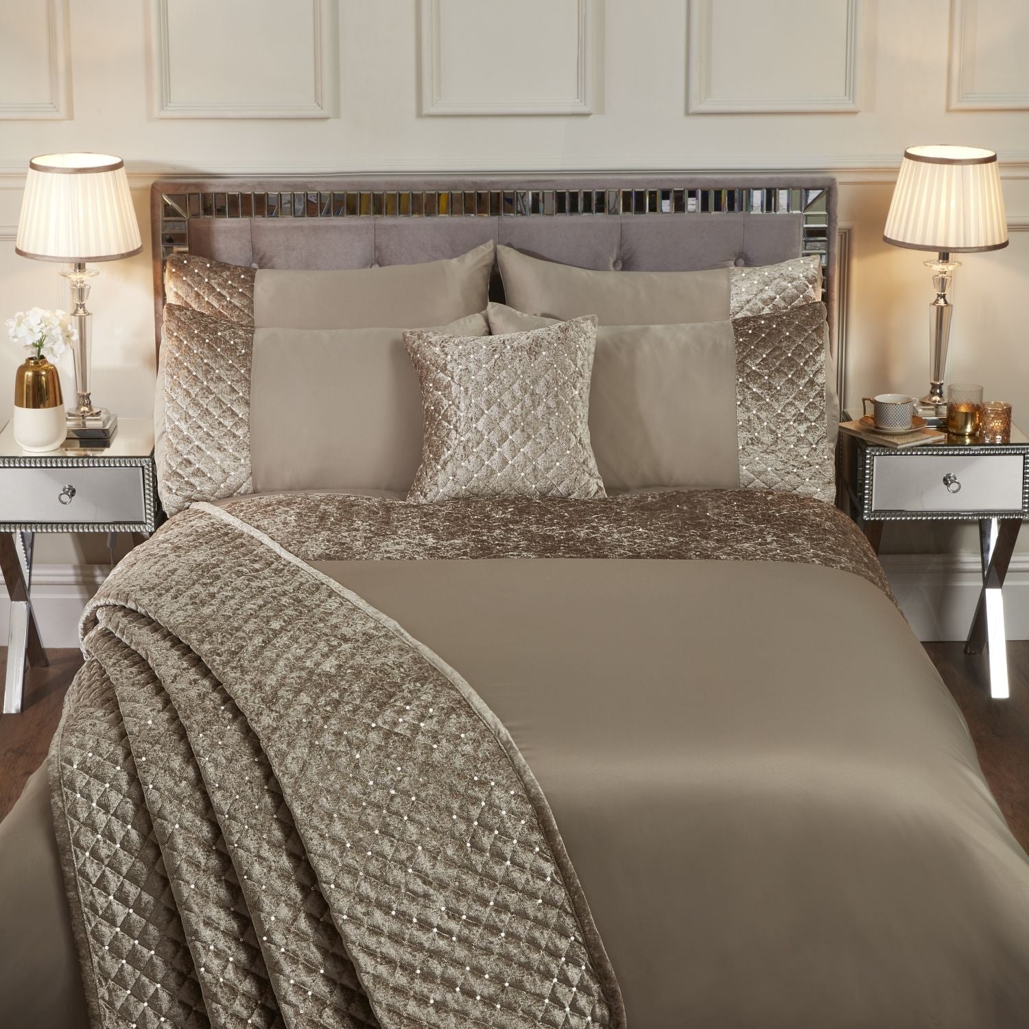 Glamour Mink Quilted Sequin Velvet Duvet Set