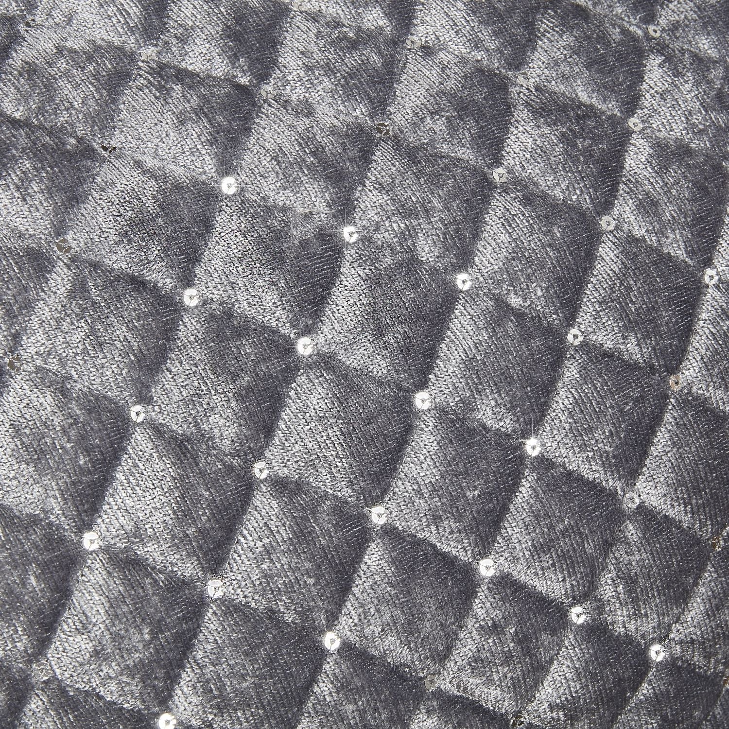 Glamour Silver Quilted Sequin Velvet Bedspread Set