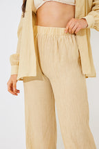 Crinkle Wide Leg Trousers