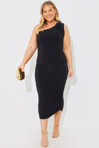 Ruched Corsage Detail Midi Dress