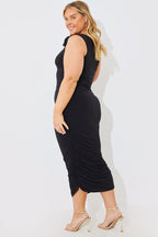 Ruched Corsage Detail Midi Dress